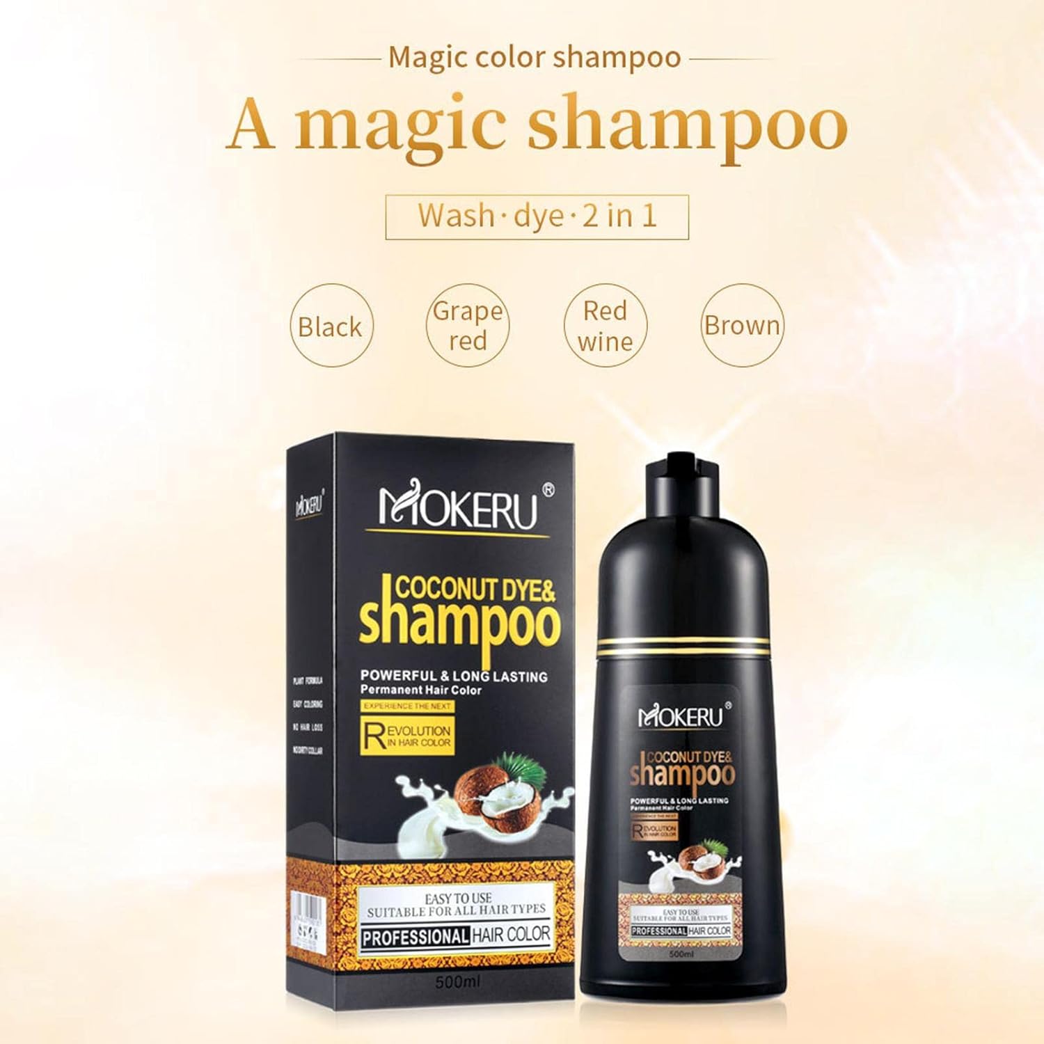 Mokeru Argan Oil Hair Dye Shampoo 500 ML – Wind Red - Mokeru
